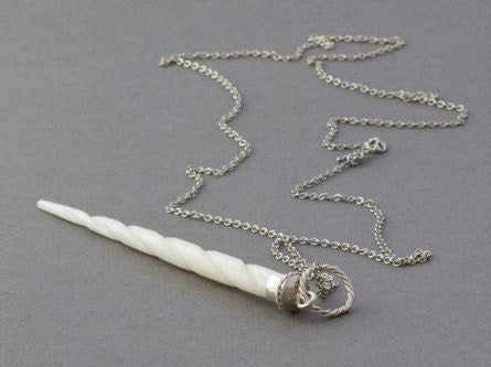 Narwhals Are Unicorns Too | Carved Bone Horn Necklace Wand Pendant in Sterling Silver | Ready to Ship