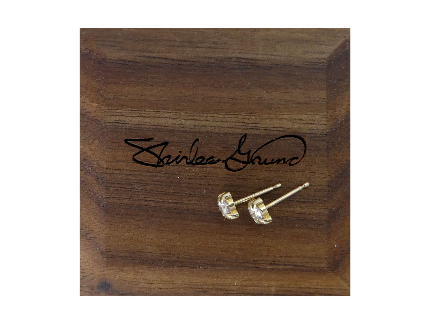 Rose Cut Moissanite Studs in 14k Gold, 4 prong studs made to order in 3mm-6mm round, rose, white, yellow gold