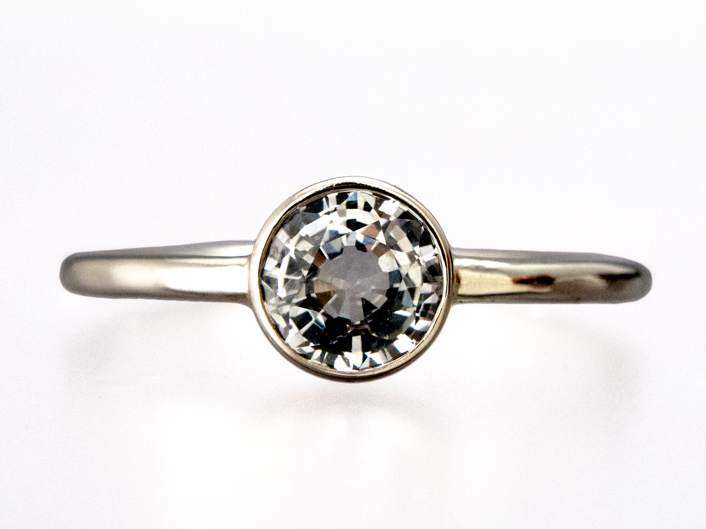 Solitaire Diamond Engagement Ring - 3mm-5mm Reclaimed Diamond in a Straight Bezel and a 1.3mm Round Band in 14k Gold