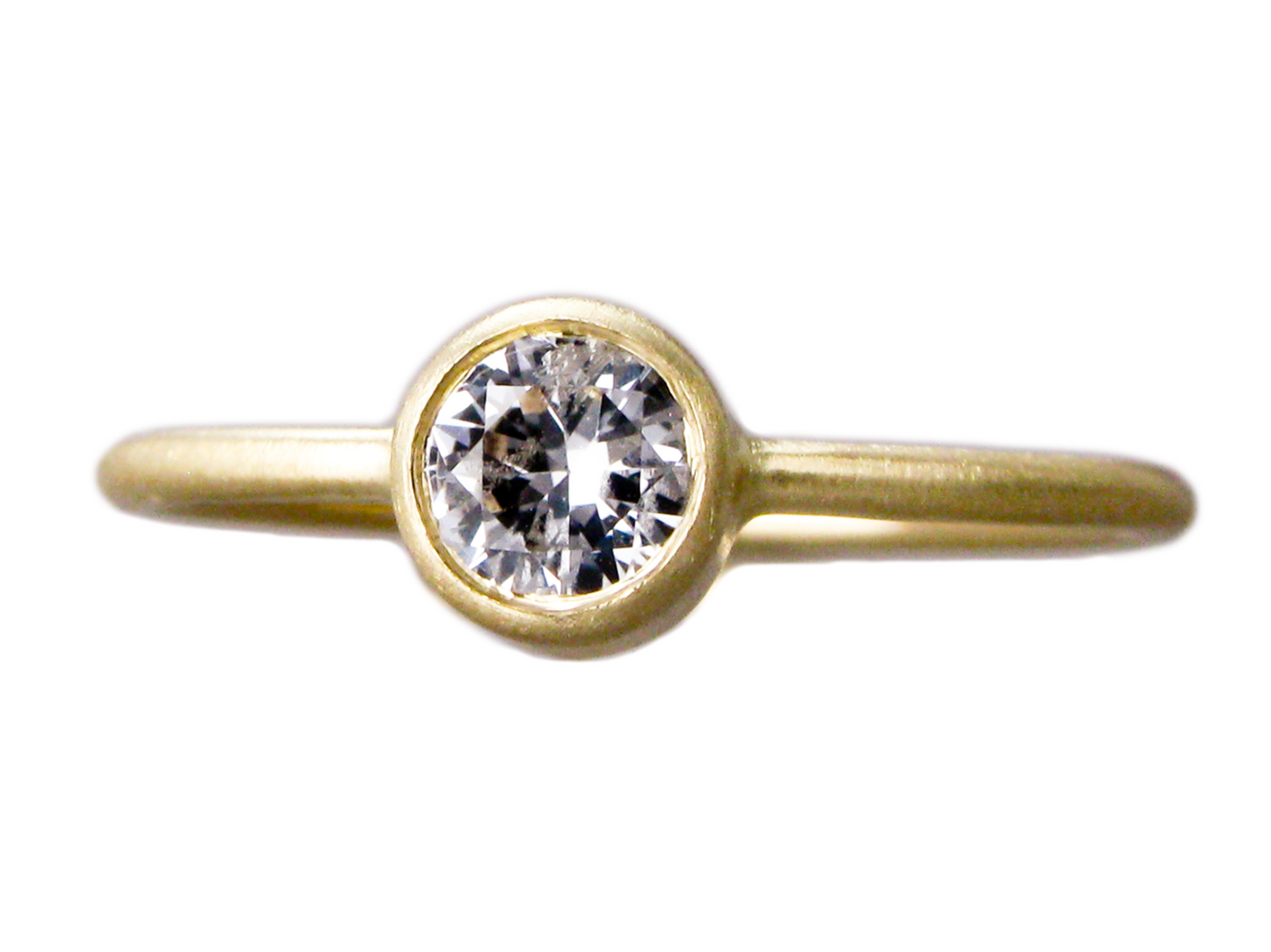 Moissanite Engagement Ring with a Delicate 1.3mm Round and 3mm-6mm Solitaire Straight Bezel in 14k Gold