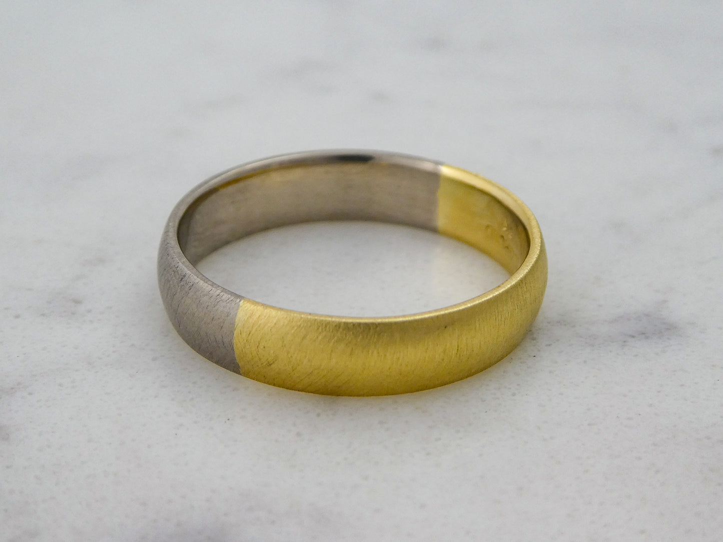 Platinum and 18k Yellow Gold Domed Wedding Ring | 5mm wide 50/50 Partnership in Mixed Precious Metals