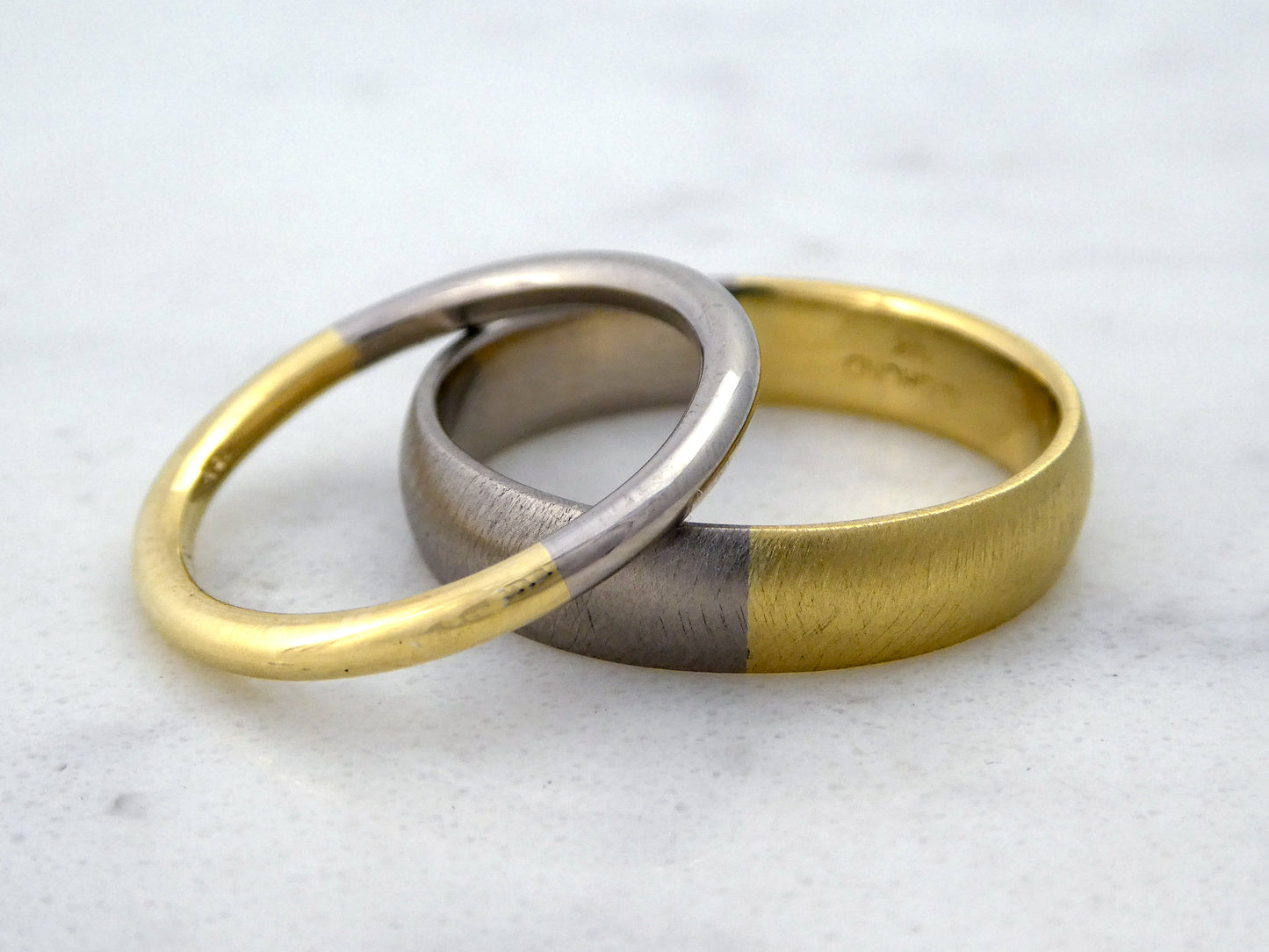 Platinum and 18k Yellow Gold Domed Wedding Ring | 5mm wide 50/50 Partnership in Mixed Precious Metals