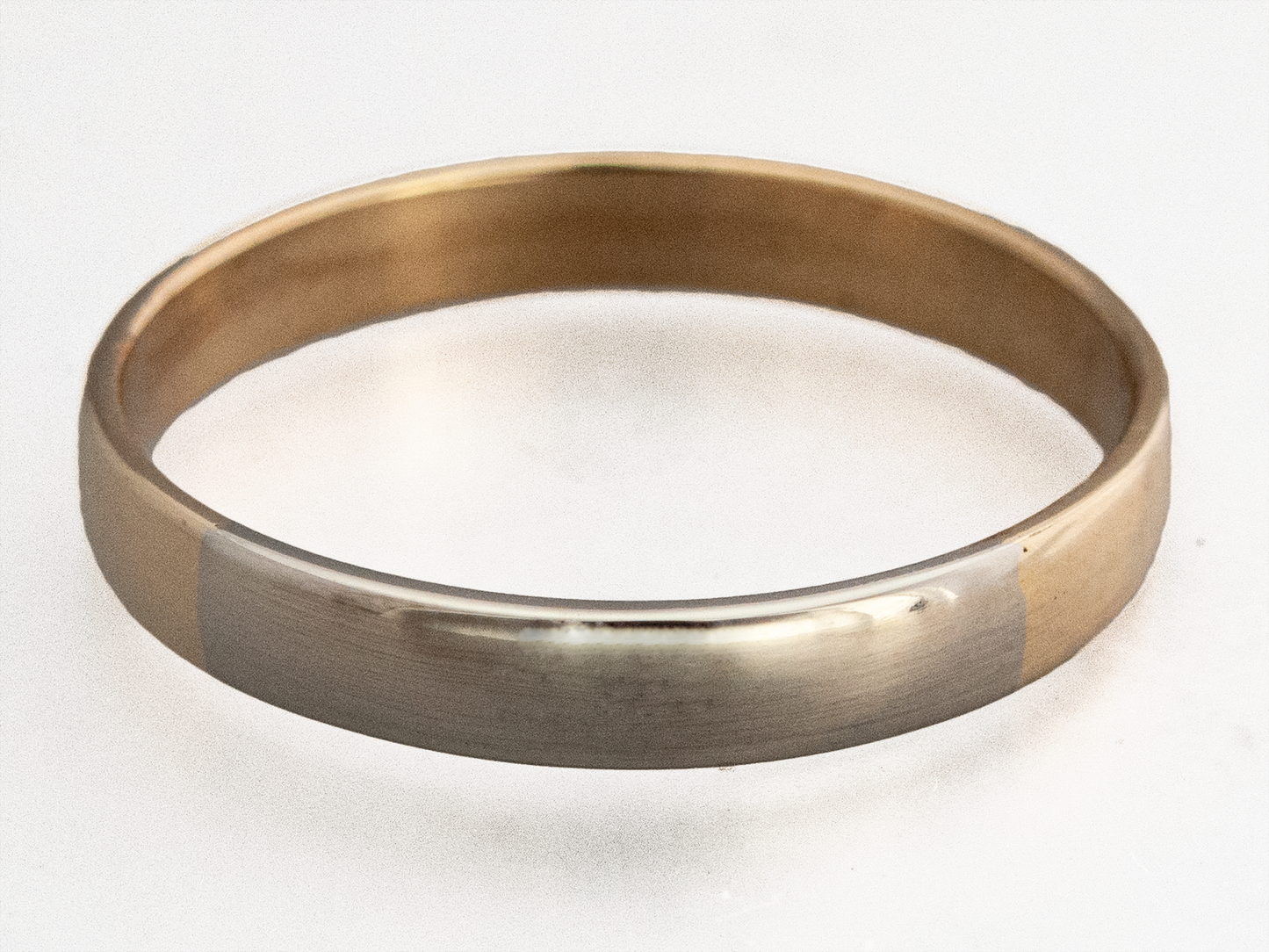 Wide Low Dome Two Tone Gold Wedding Ring - 3mm-6mm Opposites Attract band in a mix of white, yellow or rose gold