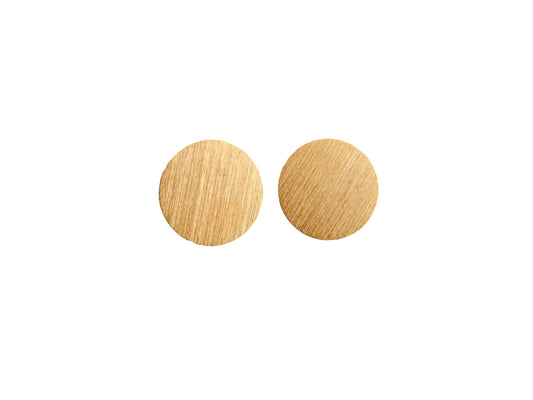 Large Gold Disk Studs in Solid 14k Gold, 8mm round flat earrings in matte 14k yellow, white or rose gold