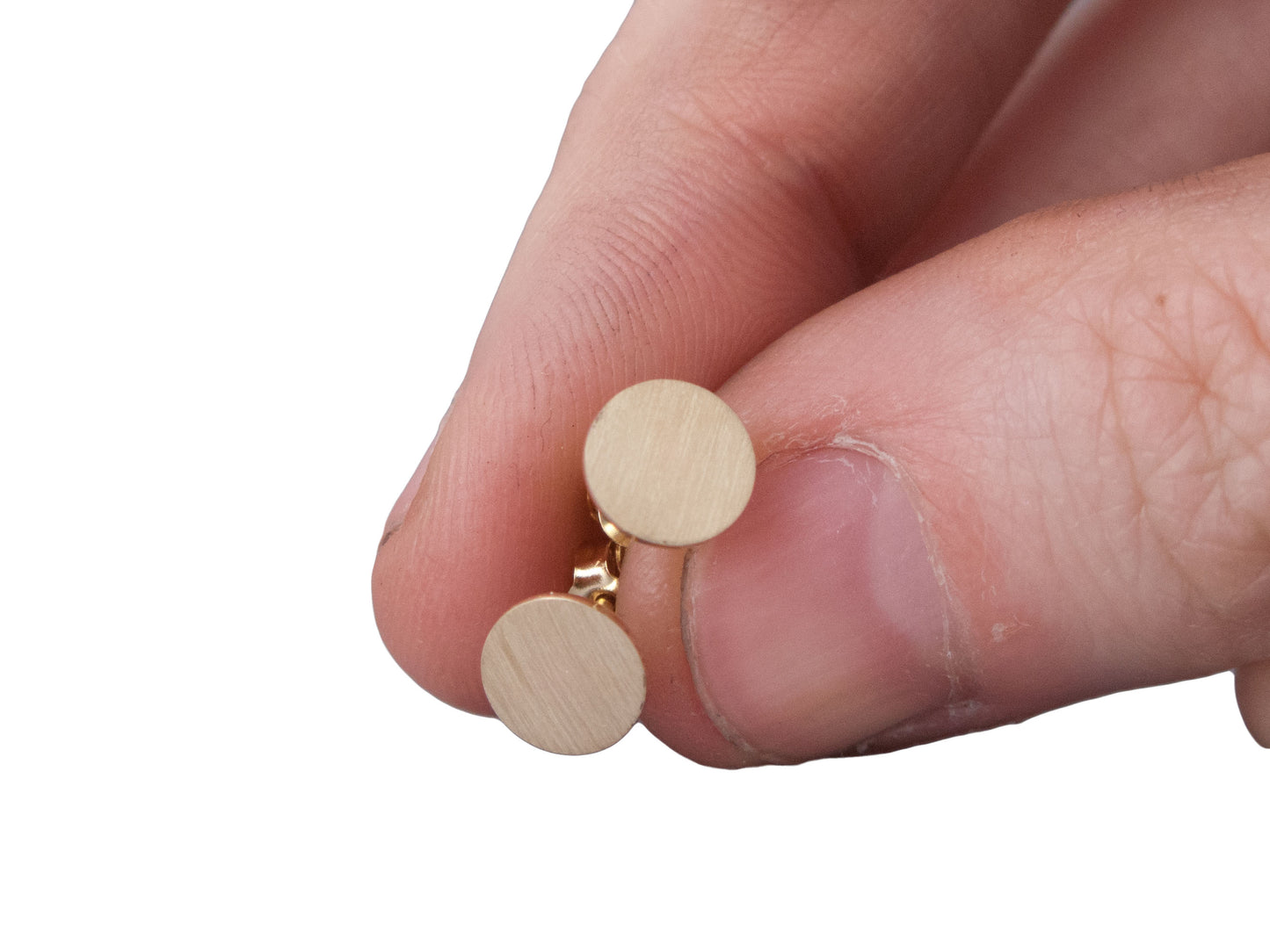 Gold Disk Studs in Solid 14k Gold, 1/4 inch (6mm) round flat earrings in matte 14k yellow, white or rose gold