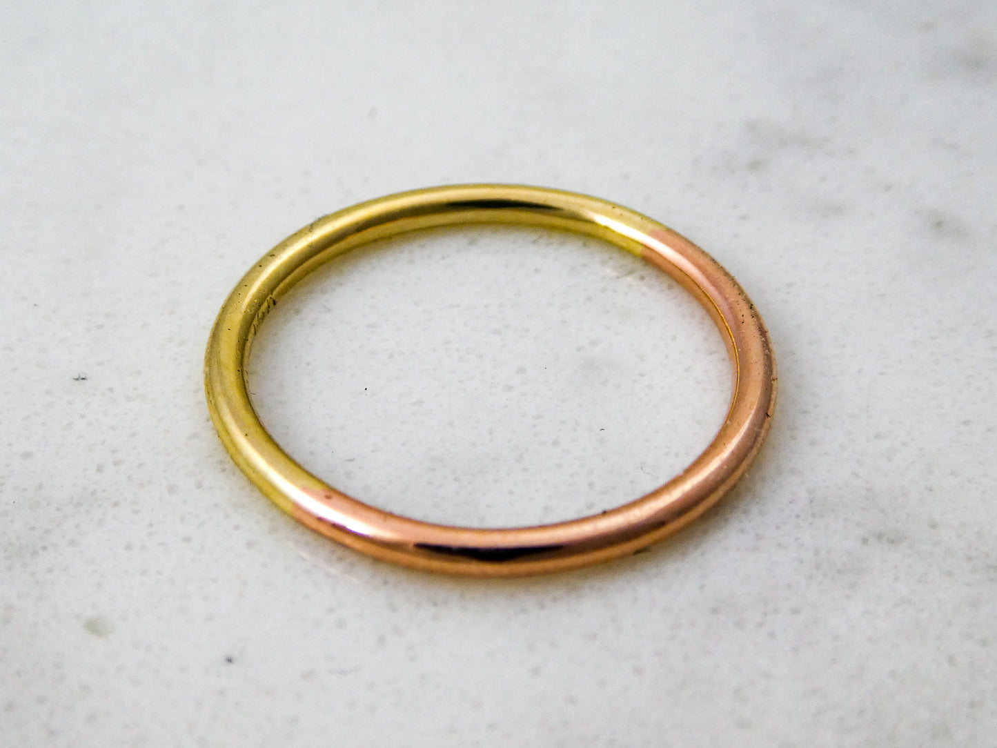 Two Tone Gold Round Women's Wedding Ring | 50/50 Partnership Band 1.25mm, 1.5mm or 2mm in Rose, Yellow or White Gold