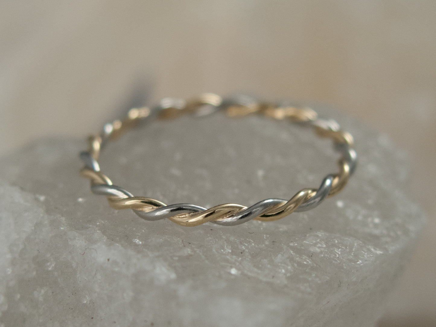 Platinum and 18k Yellow Gold Twist Wedding Band | Choose your width 1.25mm, 1.5mm, or 2mm