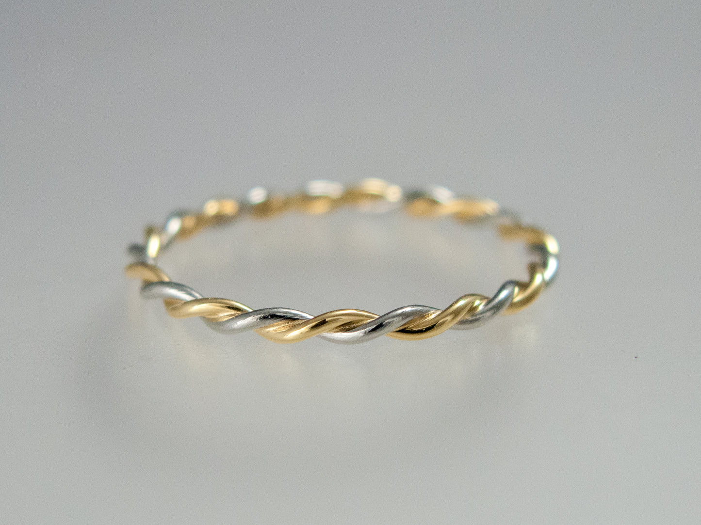 Platinum and 18k Yellow Gold Twist Wedding Band | Choose your width 1.25mm, 1.5mm, or 2mm