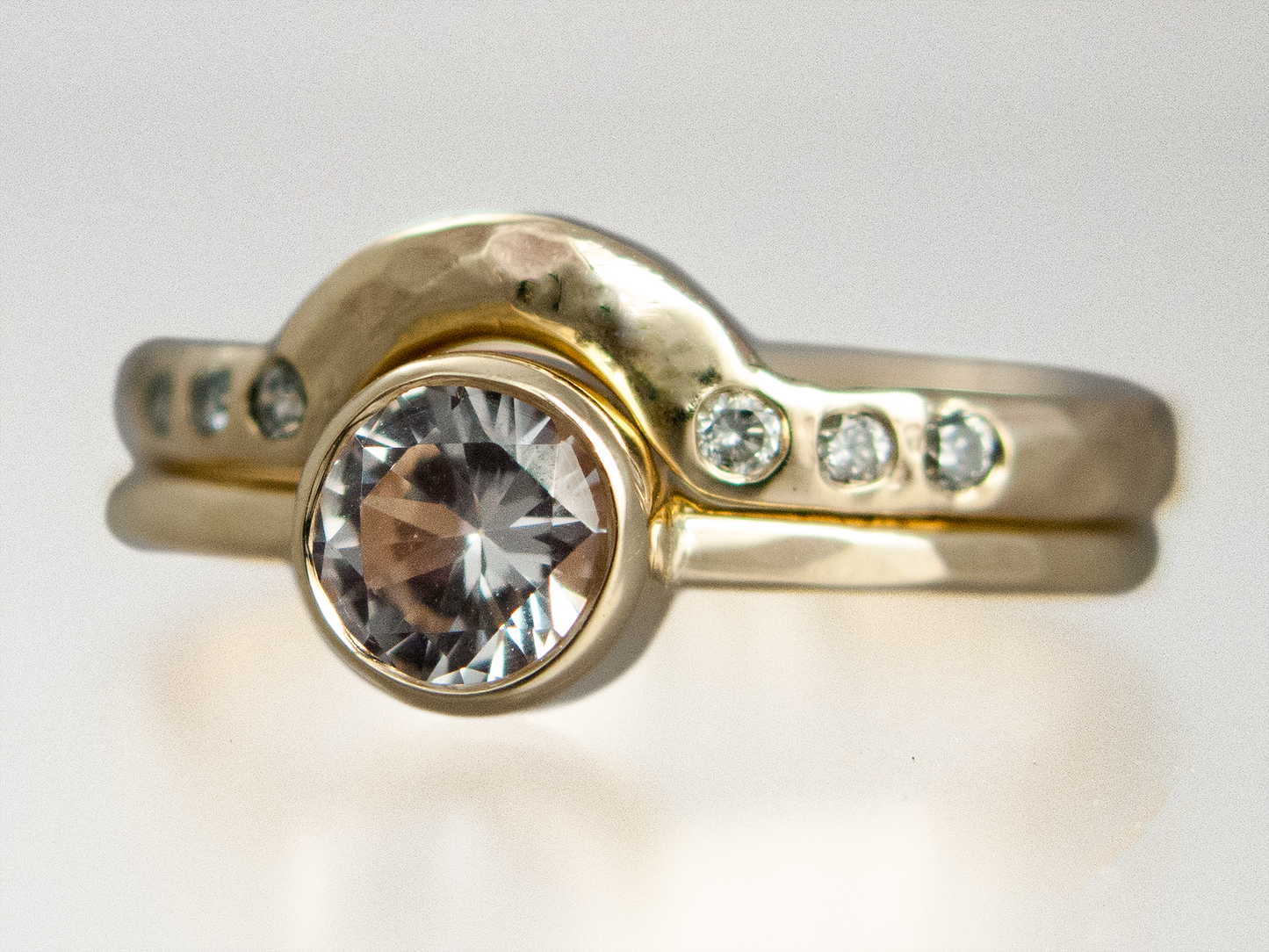 Solitaire Diamond Engagement Ring - 3mm-5mm Reclaimed Diamond in a Straight Bezel and a 1.3mm Round Band in 14k Gold