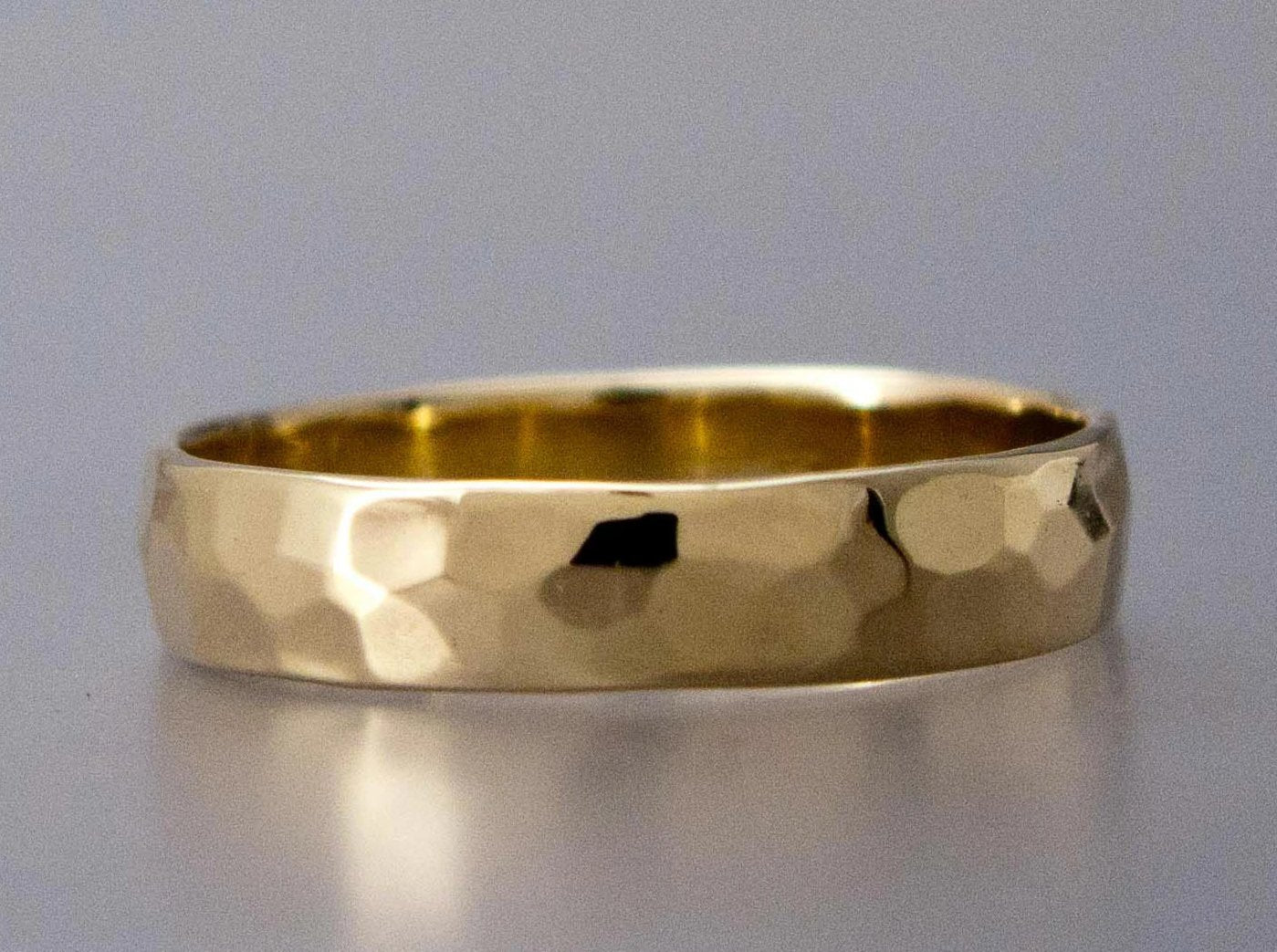 Wide Hammered Half Round Wedding Band by Shirlee Grund Jewelry