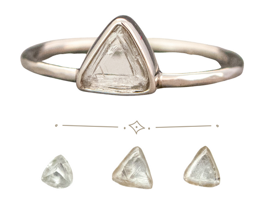 Custom Raw Triangle Diamond and Platinum Engagement Ring - Choose your own Rough Macle Diamond
