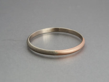 Two-Tone 14k Gold Half-Round Wedding Band - Opposites Attract Ring in a 75/25 split of White, Yellow or Rose Gold