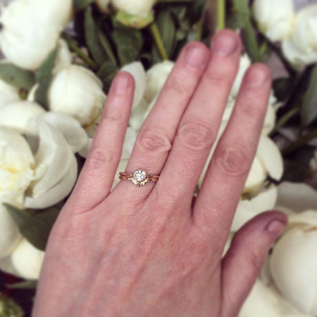 engagement ring and contour wedding band set