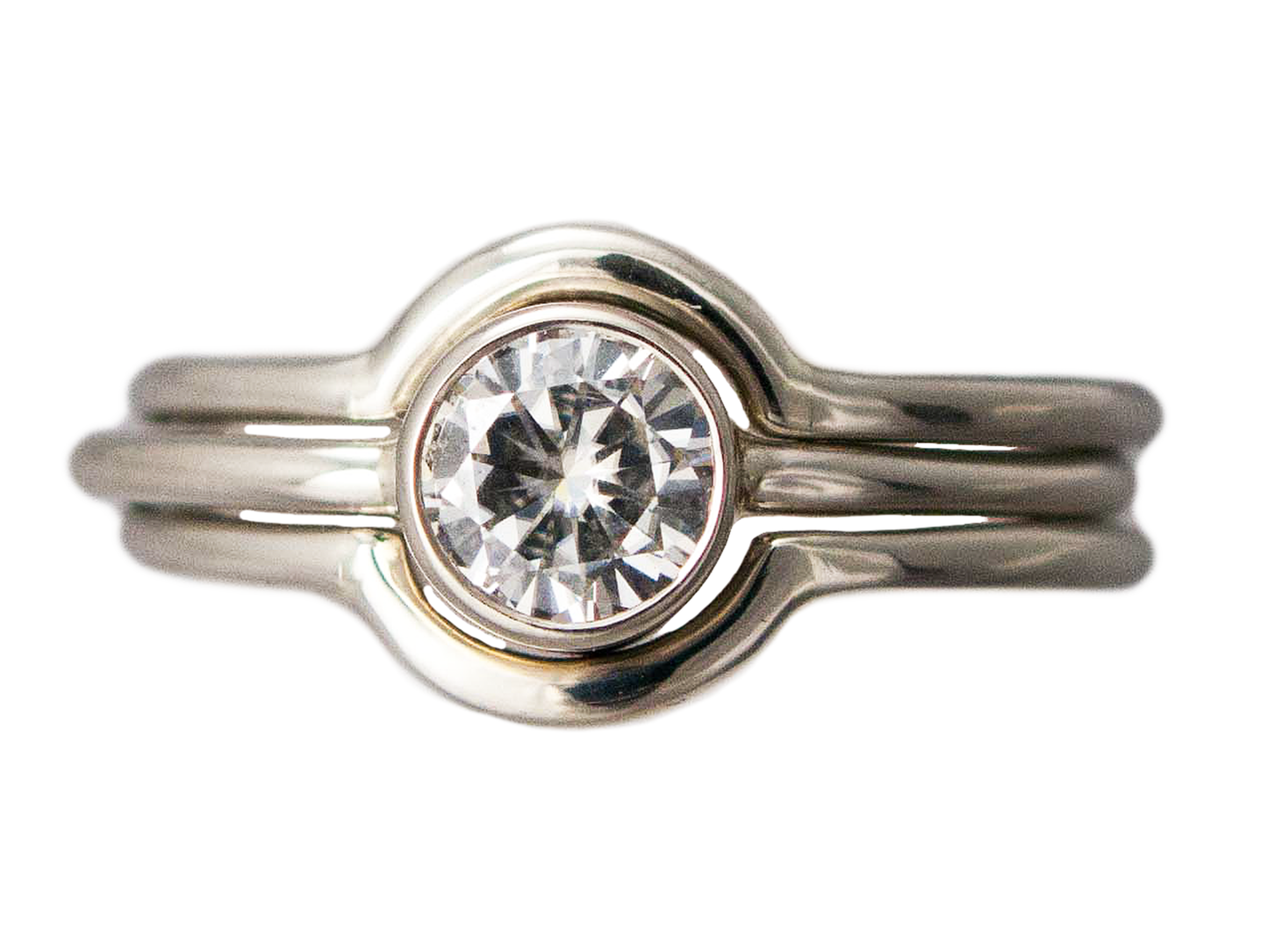 Moissanite Engagement Ring with a Delicate 1.3mm Round and 3mm-6mm Solitaire Straight Bezel in 14k Gold