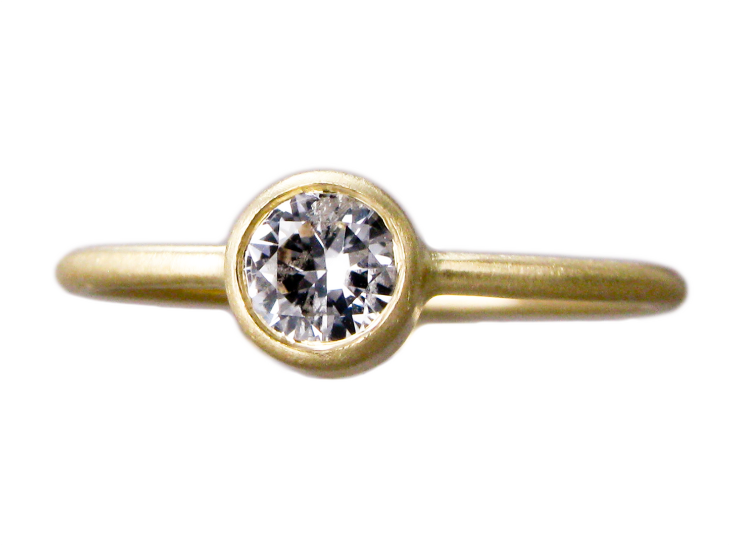 White Sapphire Engagement Ring, Round Straight Sided Bezel and a Delicate 1.3mm Round Band | 3-6mm Sapphire in 14k Gold