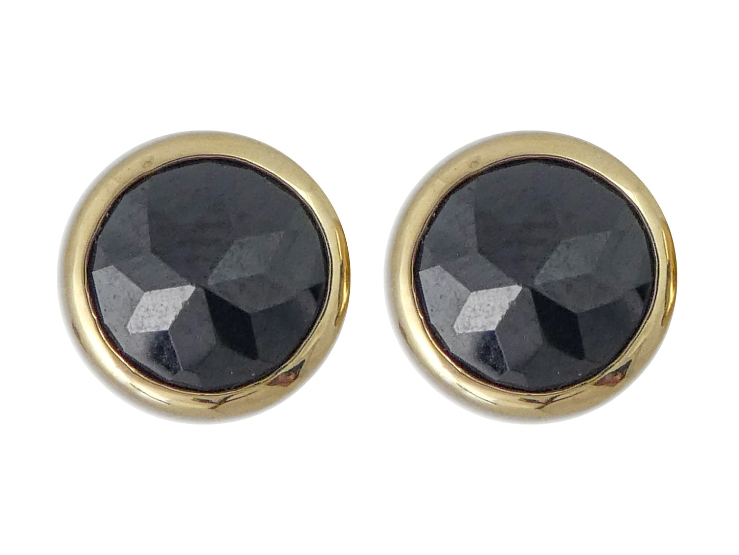 Large Black and Gold Spike Earrings - 8mm black spinel and 14k yellow gold round stud earrings | Ready to Ship