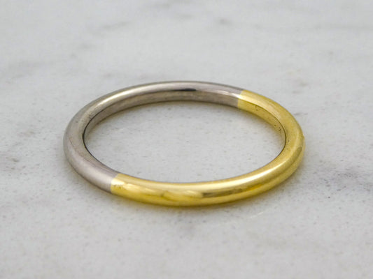 Platinum and 18k Yellow Gold 2mm Round Wedding Ring | 50/50 Partnership in Mixed Precious Metals