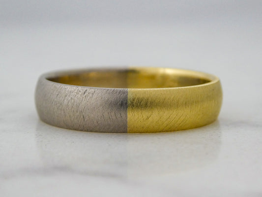 Platinum and 18k Yellow Gold Domed Wedding Ring | 5mm wide 50/50 Partnership in Mixed Precious Metals
