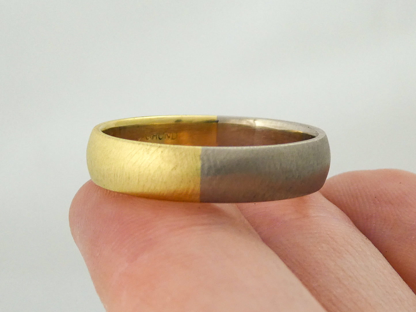 Platinum and 18k Yellow Gold Domed Wedding Ring | 5mm wide 50/50 Partnership in Mixed Precious Metals
