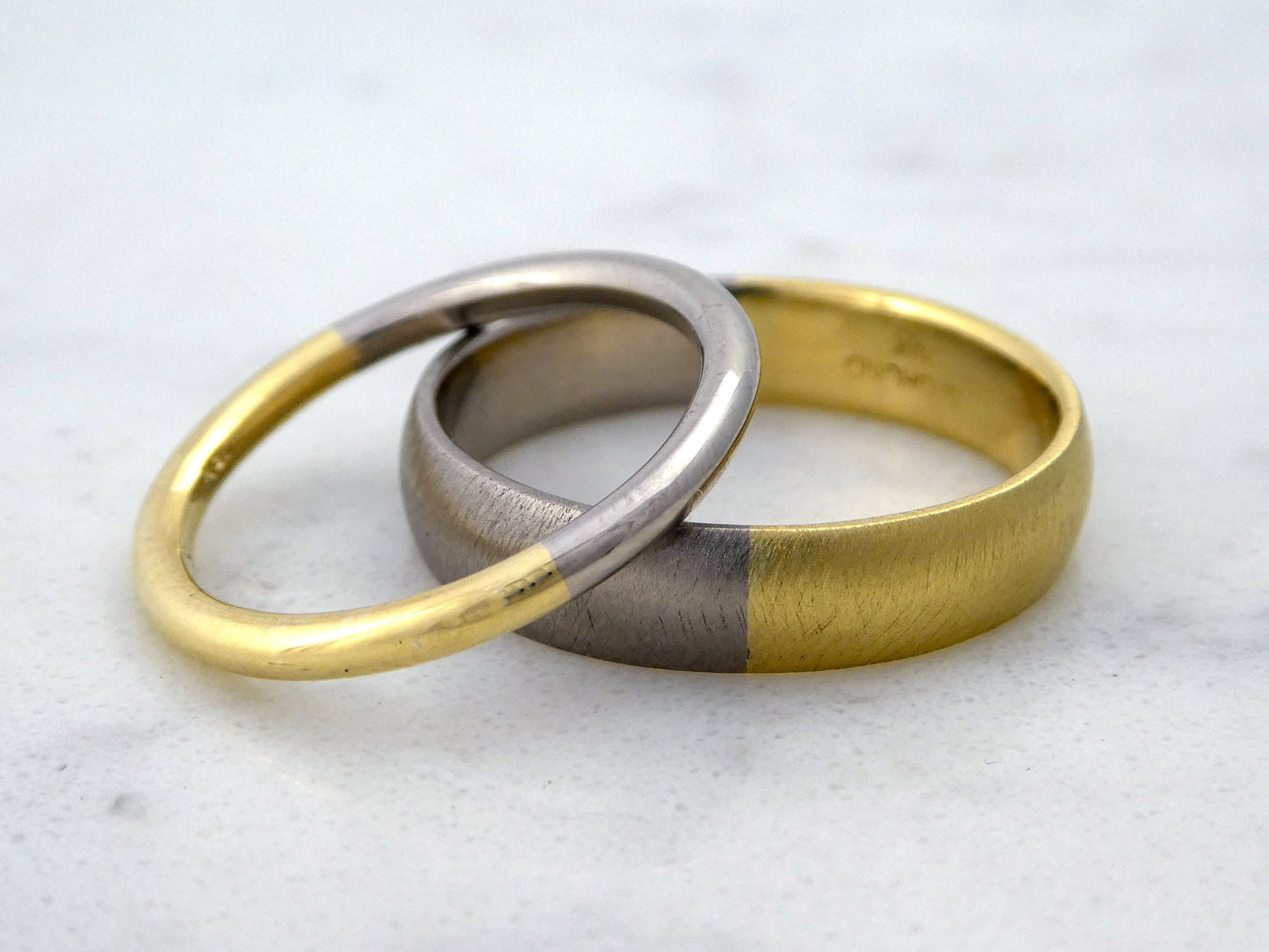 Platinum and 18k Yellow Gold 2mm Round Wedding Ring | 50/50 Partnership in Mixed Precious Metals