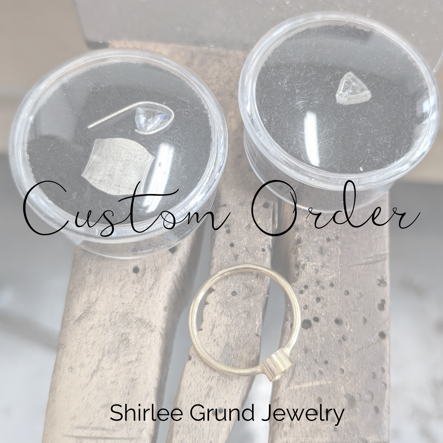 Custom Order for Stephanie | Geometric rings in platinum and 18k yellow gold