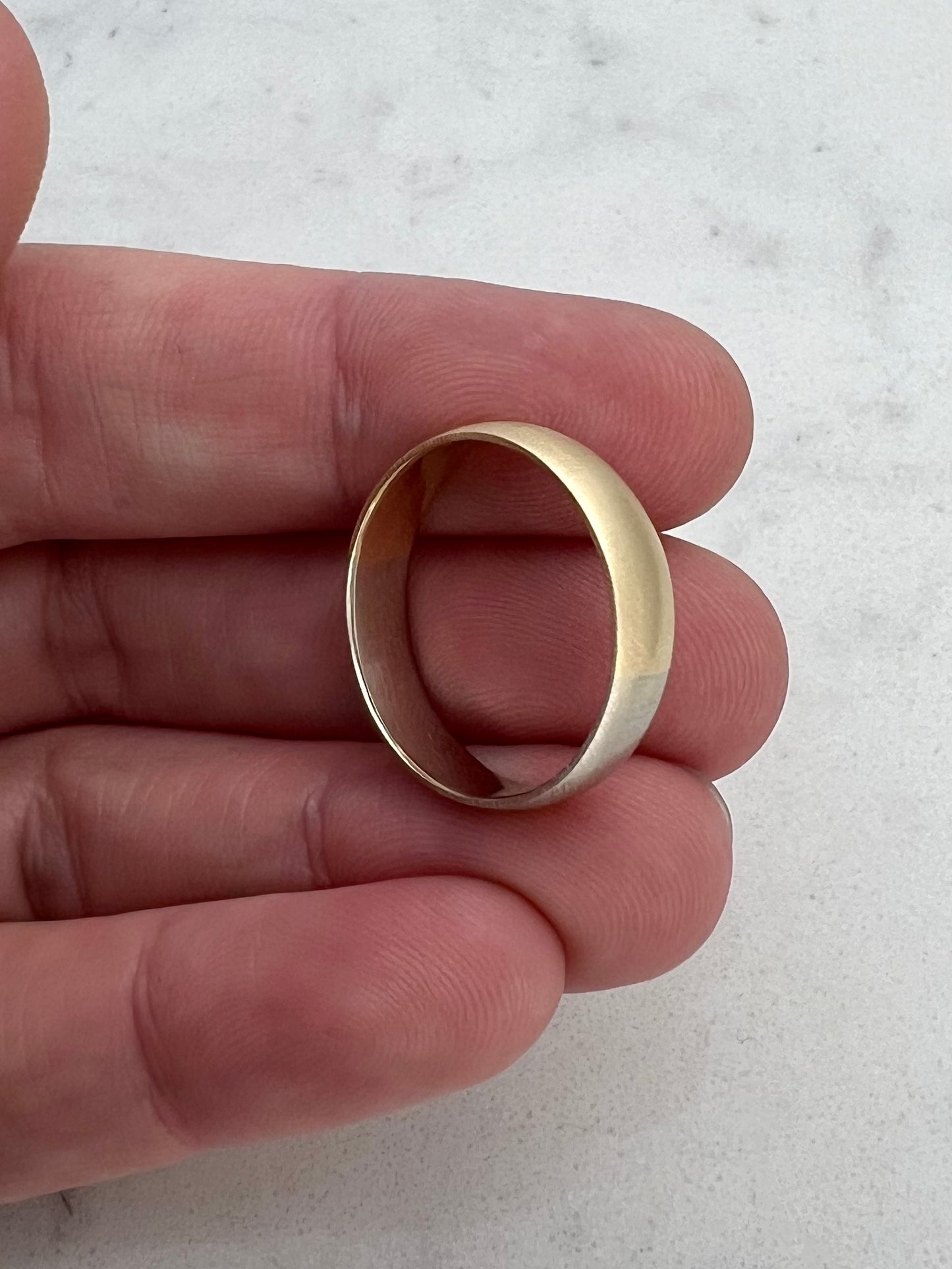 Wide Lightly Domed Two Tone Gold Wedding Band - 50/50 Partnership ring in a mix of White, Yellow or Rose Gold
