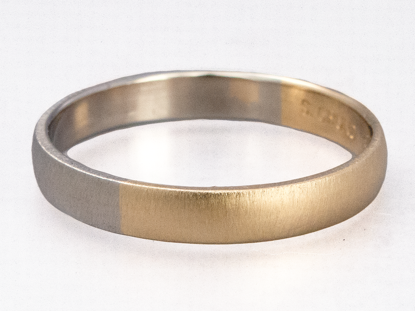 Wide Domed Two Tone Gold Wedding Band - 50/50 Partnership ring in a mix of White, Yellow or Rose Gold