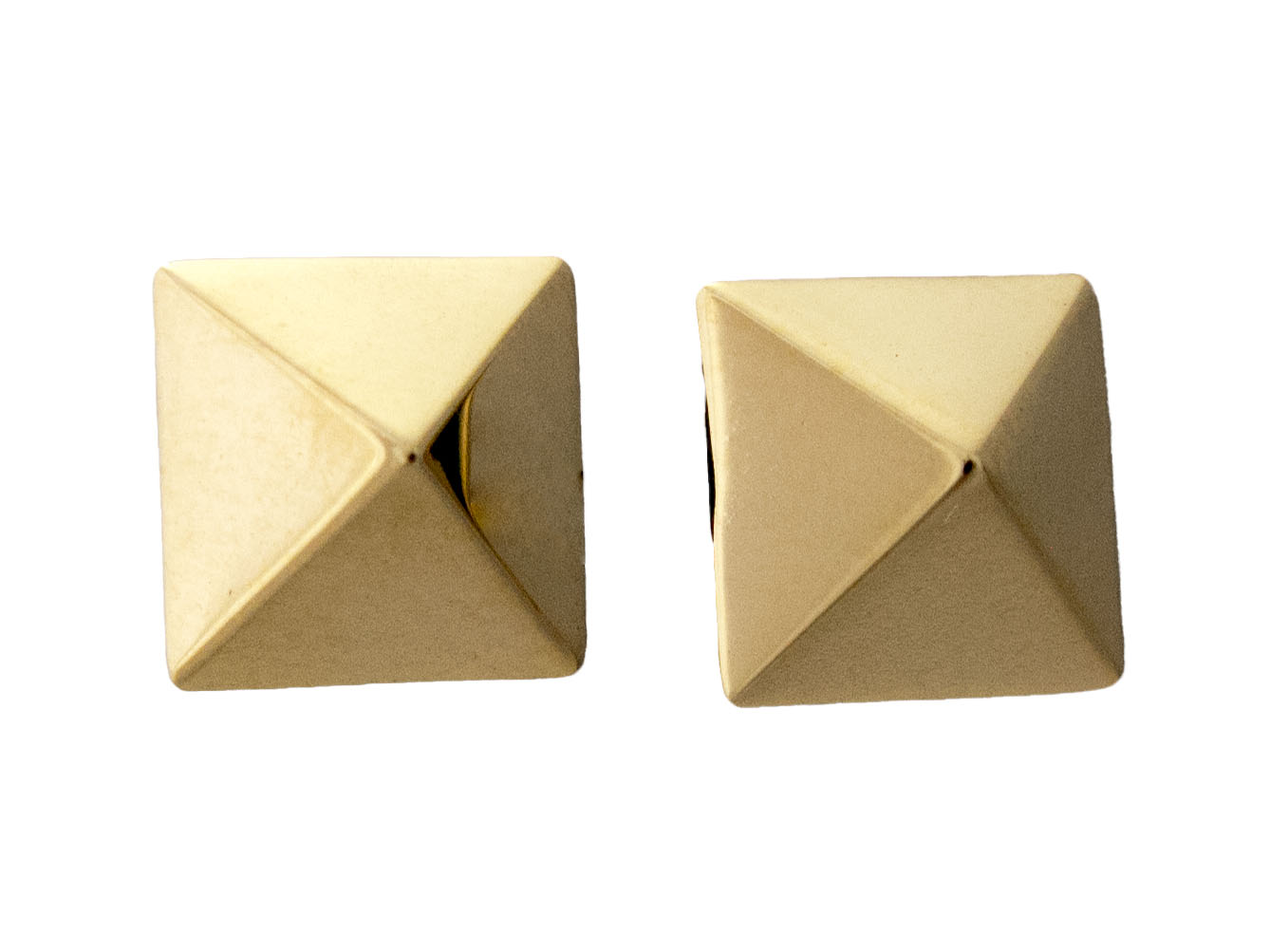 14k Gold Pyramid Studs, 8mm square spiked earrings in yellow, white or rose gold
