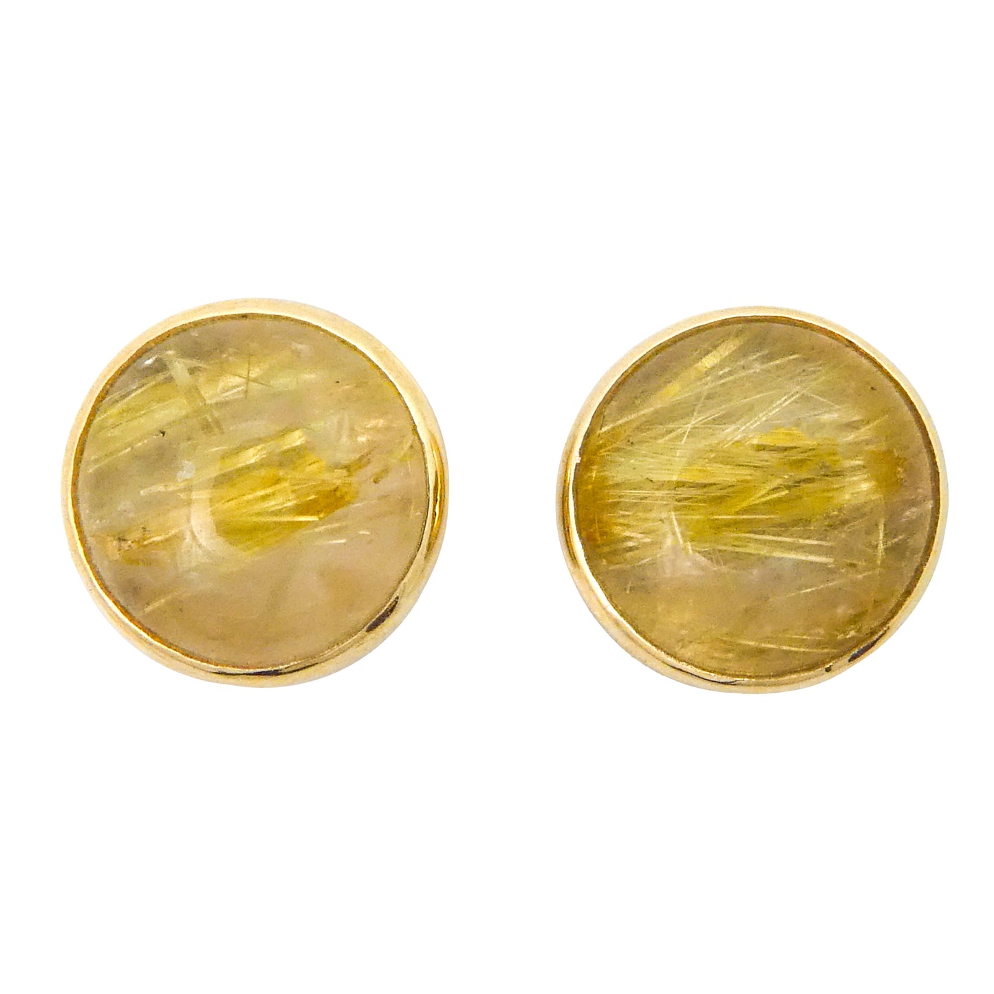 Golden Rutilated Quartz Earrings and 14k yellow gold 8mm round stud earrings | Ready to Ship