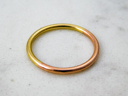 Two Tone Gold Round Women's Wedding Ring | 50/50 Partnership Band 1.25mm, 1.5mm or 2mm in Rose, Yellow or White Gold
