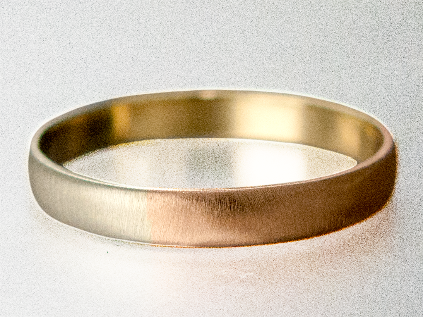 Mixed 14k Gold Wide Low Domed Wedding Band or Anniversary Ring in Yellow, White and Rose Gold, Past Present and Future