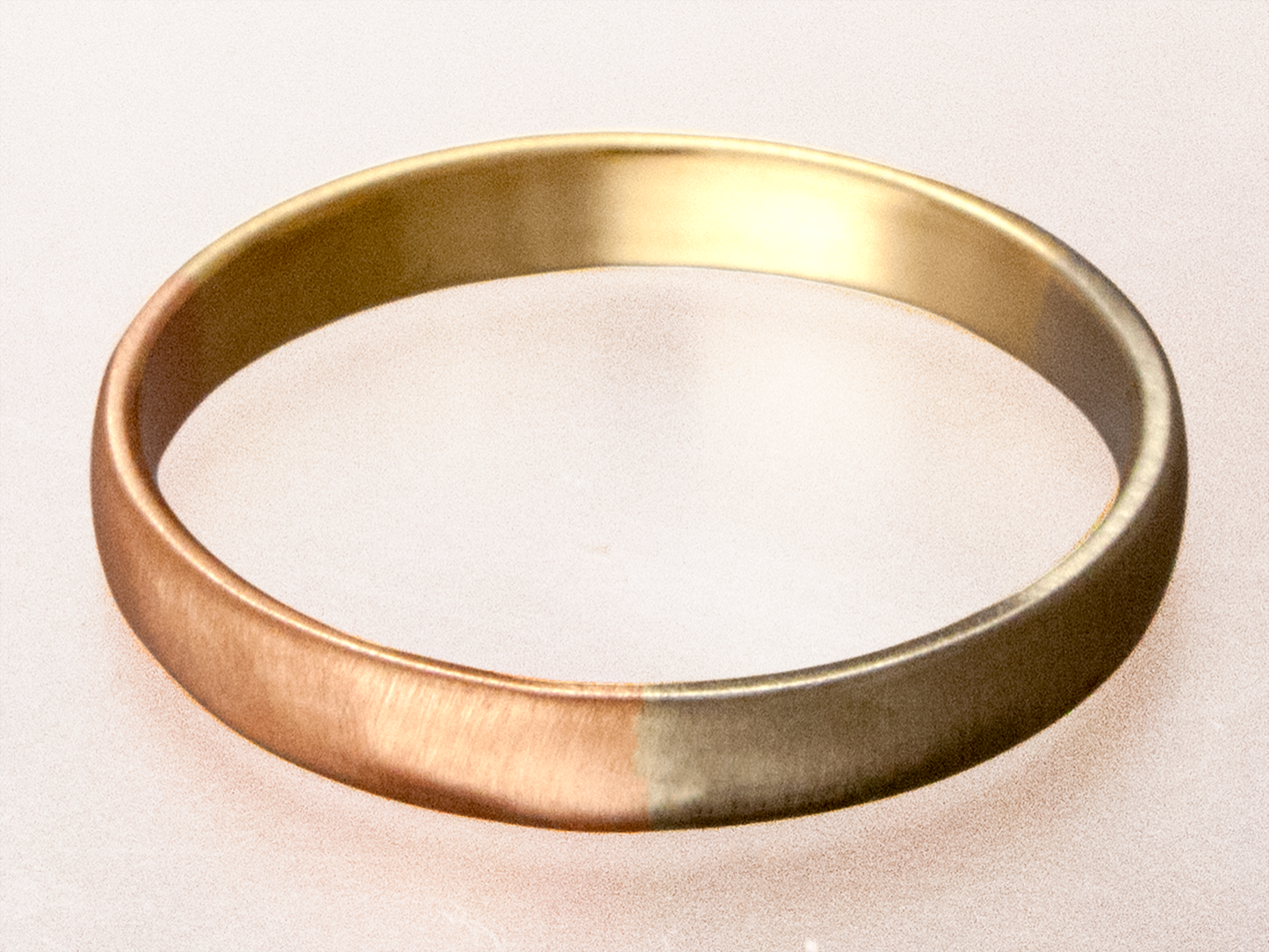 Mixed 14k Gold Wide Low Domed Wedding Band or Anniversary Ring in Yellow, White and Rose Gold, Past Present and Future
