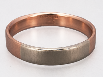 Wide, Flat, Two-Tone Gold Wedding Ring - Opposites Attract Band 75/25 mix of 14k White, Yellow or Rose Gold, 3mm-6mm width