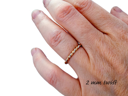 Platinum and 18k Yellow Gold Twist Wedding Band | Choose your width 1.25mm, 1.5mm, or 2mm