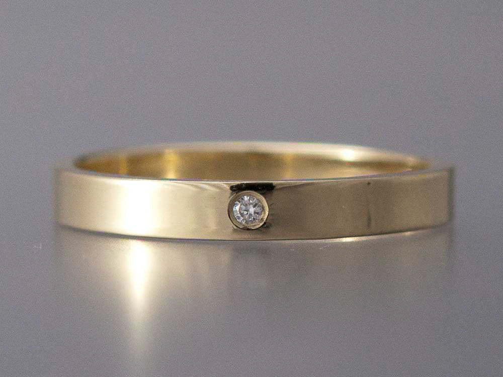 Wide Diamond Wedding Ring - Flat Band Custom Made in 14k rose, white or yellow gold