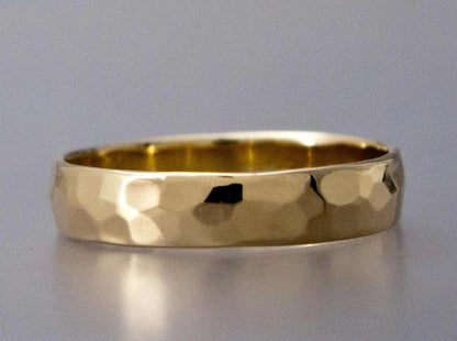 Hammered Wide Half Round Wedding Band Custom Made in 14k Gold