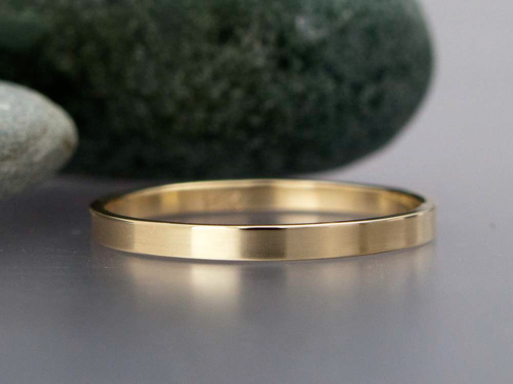Narrow Flat Wedding Band Custom Made in Gold