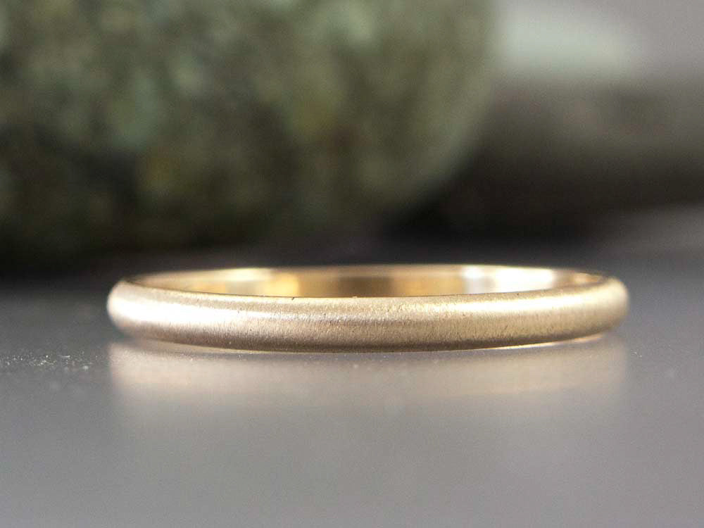 Narrow Half Round Wedding Band Custom Made in 14k Gold