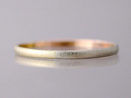 Mixed Gold Half Round Wedding Band or Anniversary Ring, Past Present and Future band in 14k yellow, white and rose 14k gold