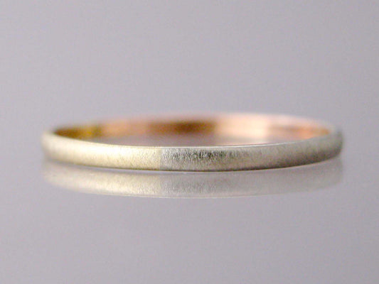 Mixed Gold Half Round Wedding Band or Anniversary Ring, Past Present and Future band in 14k yellow, white and rose 14k gold