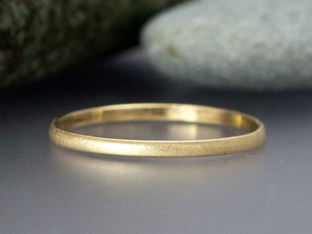 Narrow Half Round Wedding Band Custom Made in 14k Gold