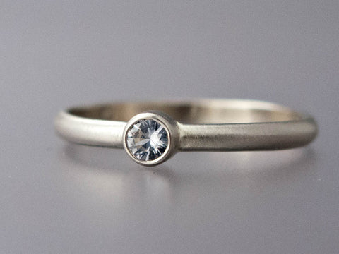 Reclaimed Diamond Engagement Ring with Straight Bezel and a Classic 2mm Low Domed Band in 14k Gold | Choice of Quarter to Half Carat Diamond