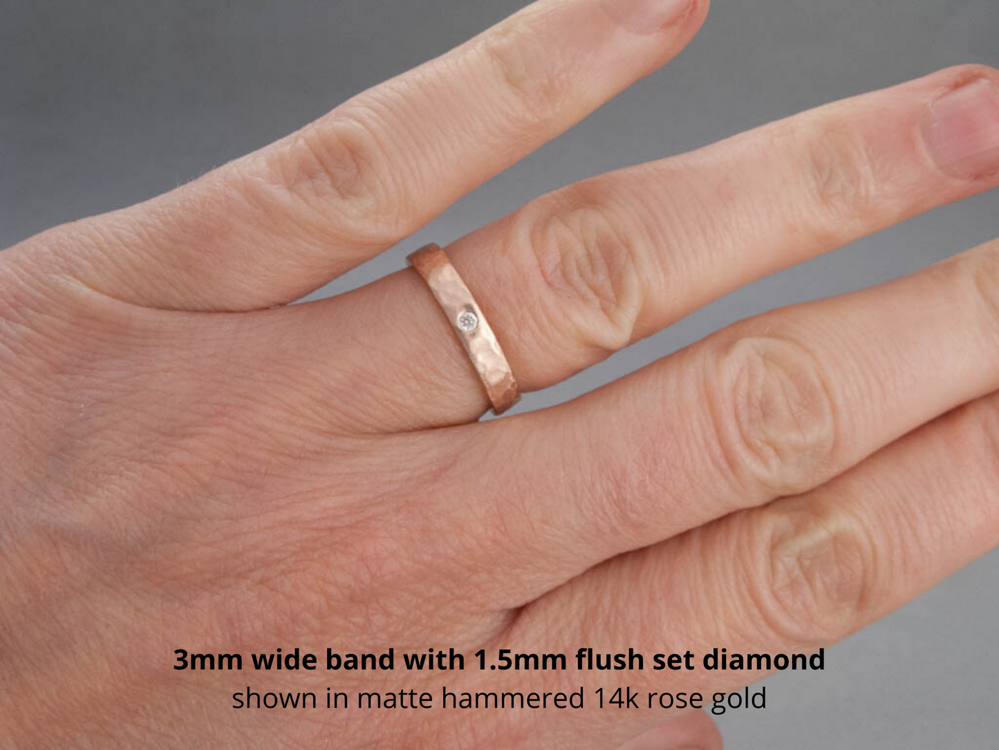 Wide Diamond Wedding Ring - Flat Band Custom Made in 14k rose, white or yellow gold