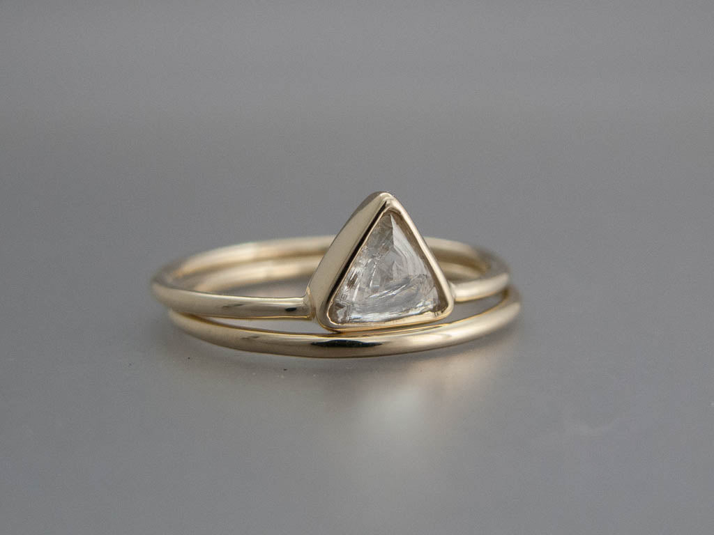 Custom Rough Triangle Diamond in 14k Gold Engagement Ring - Choose your own Raw Macle Diamond