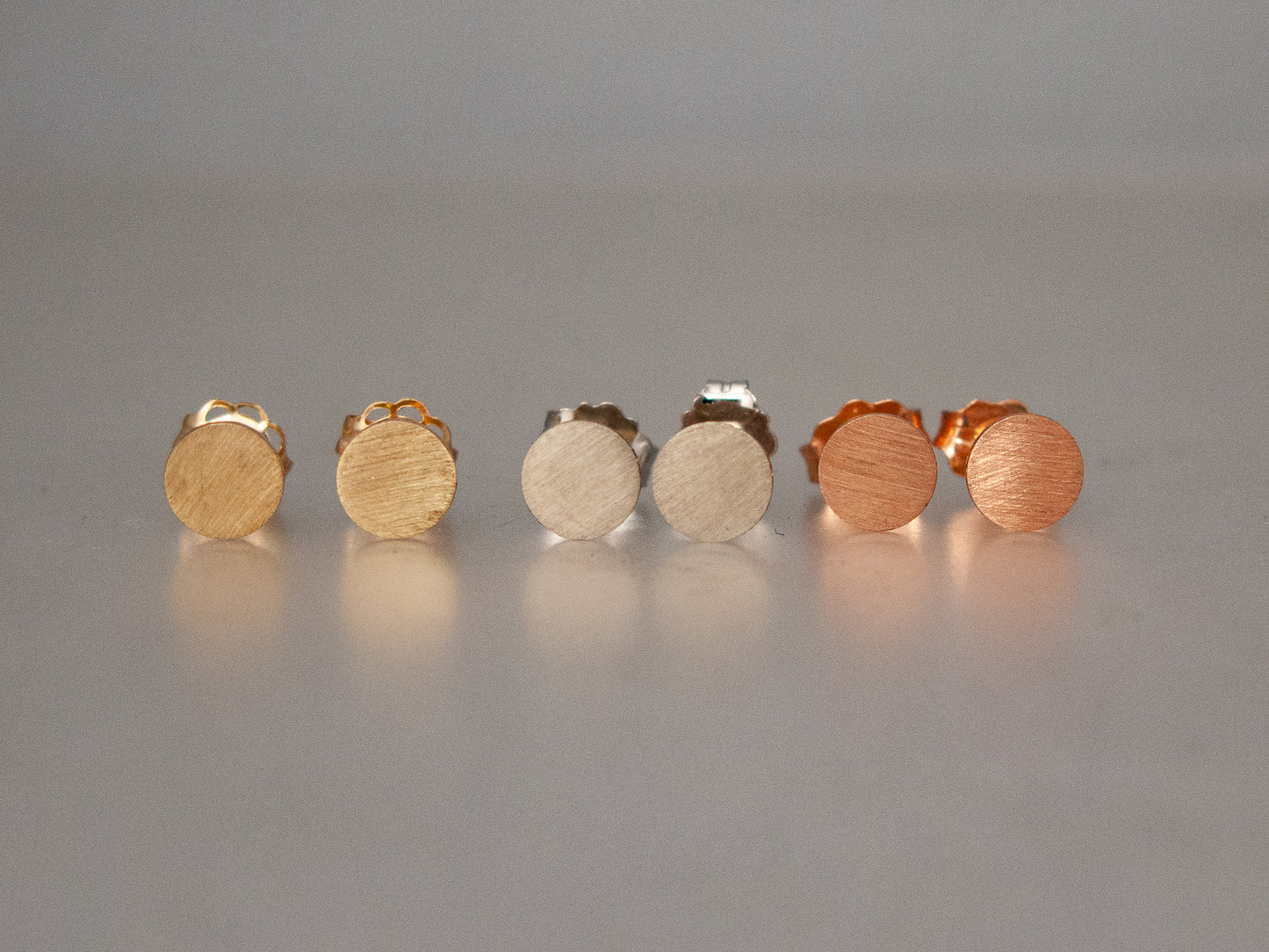 Gold Disk Studs in Solid 14k Gold with Gold Post and Backs