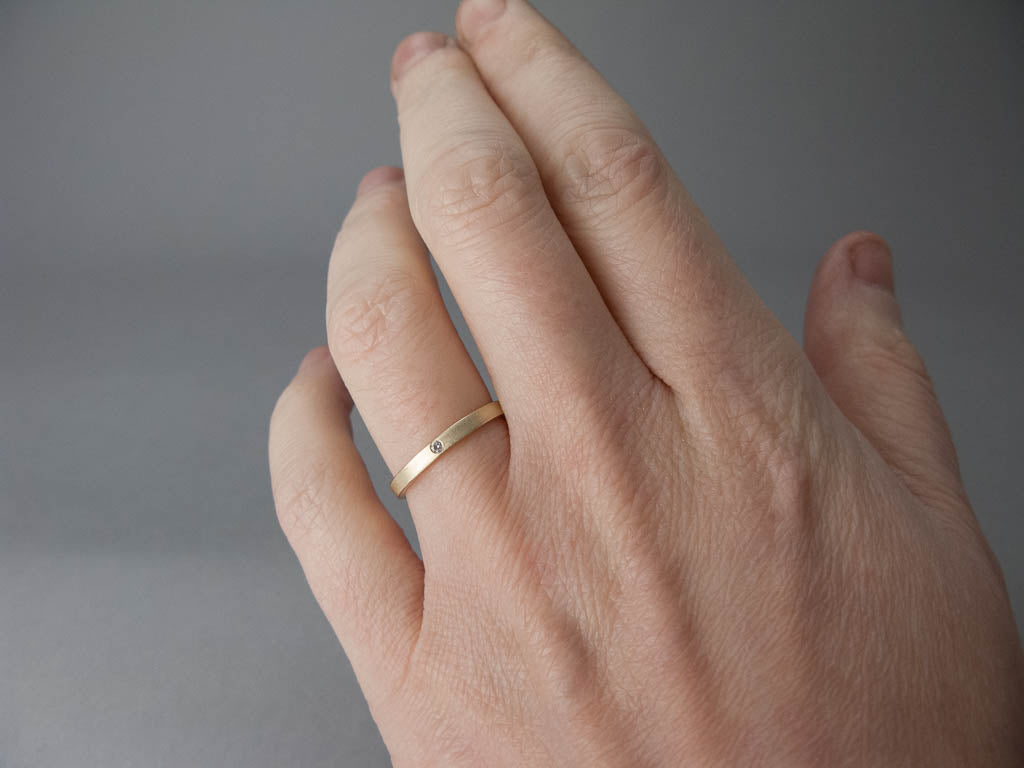 14k Yellow Gold 4.5mm Flat Wedding Band - Sindur Style