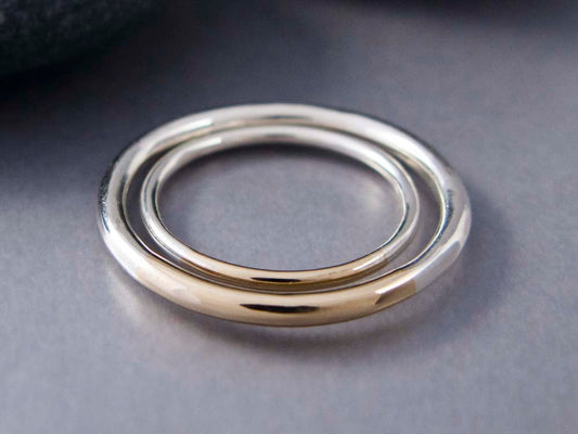 Round Married Metals Wedding Band in a mix of Sterling Silver with Yellow or Rose Gold