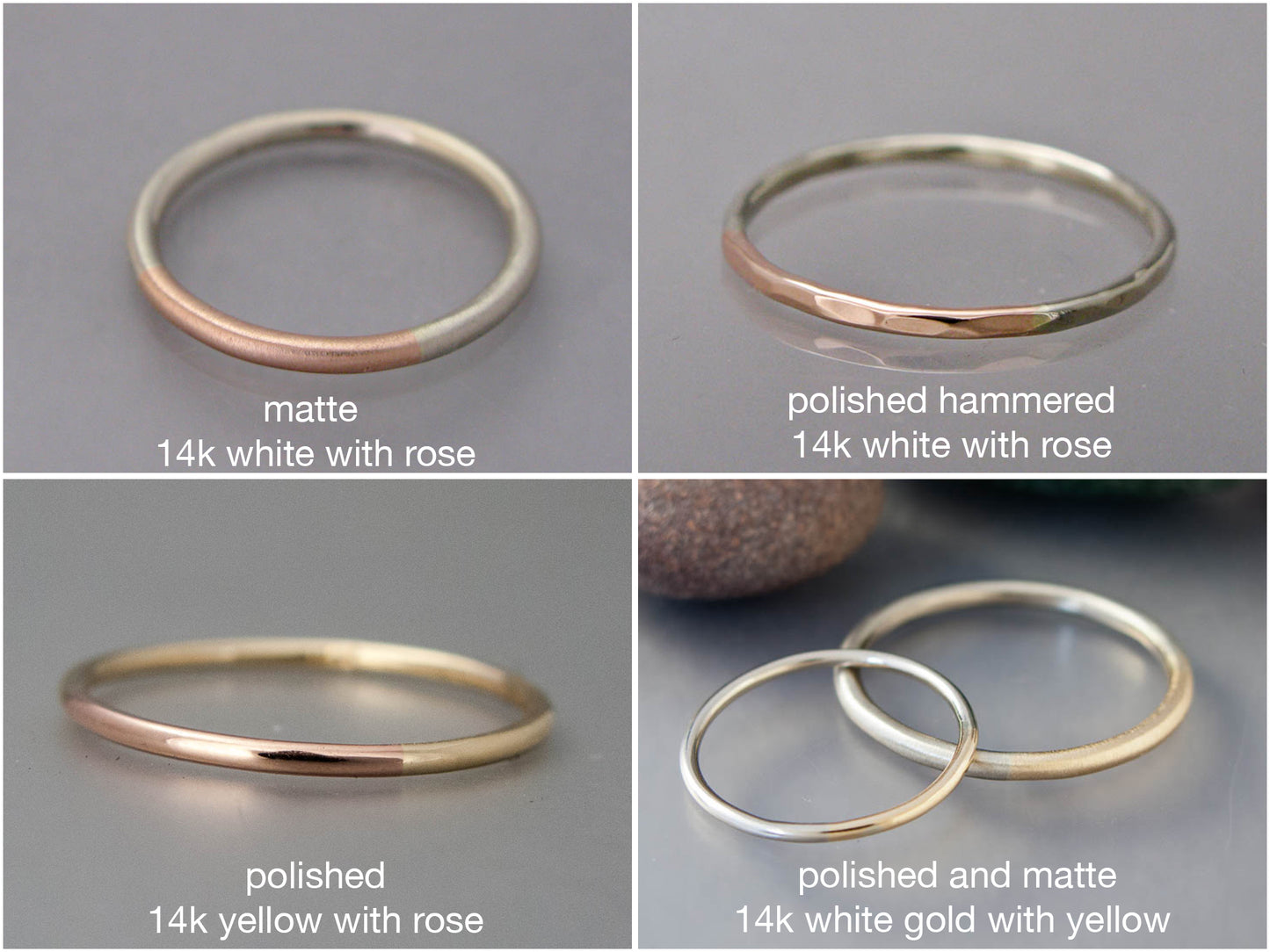 Round Two Tone Women's Wedding Band - Married Metals Wedding Ring in a mix of Yellow, White or Rose Gold