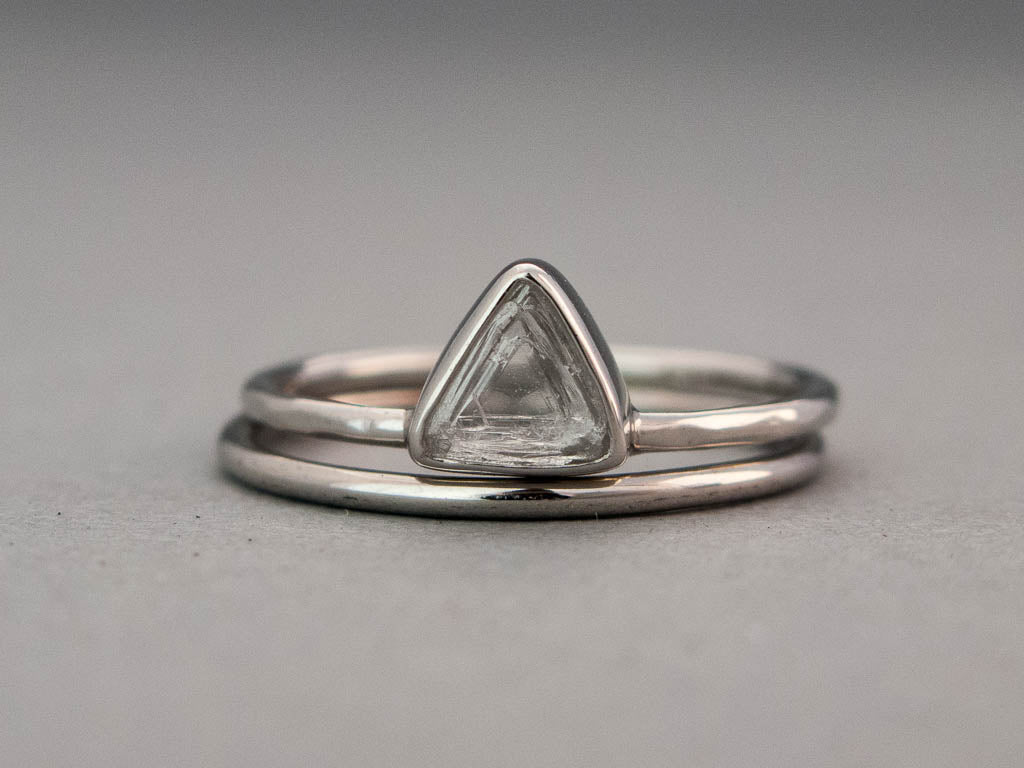 Custom Raw Triangle Diamond and Platinum Engagement Ring - Choose your own Rough Macle Diamond