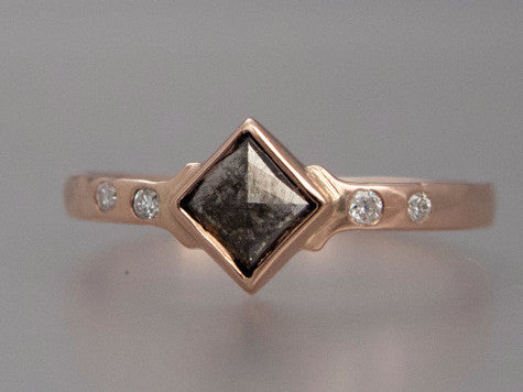 Square Rose-Cut Diamond and 14k Rose Gold Engagement Ring - Ready to ship in size 7